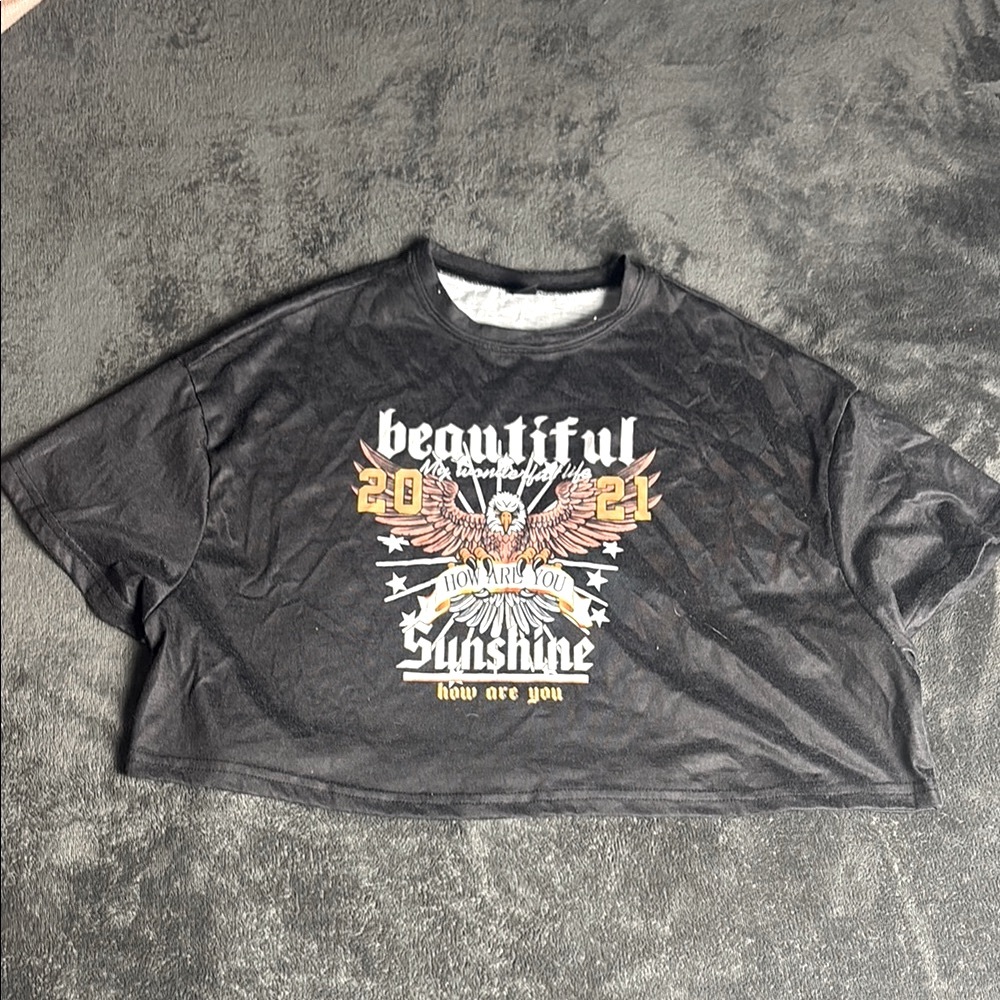 Graphic Black Crop Top